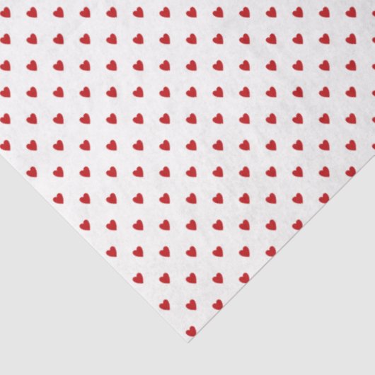 White with Red Hearts Tissue Paper Tissuepapier (Detail)