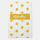 White With Yellow Wildflower Photos Custom Name Theedoek (Verticaal)