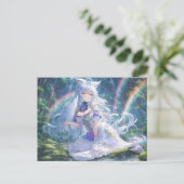 White Wolf Anime Girl Briefkaart | Fantasie Anime  (Staand voorkant)