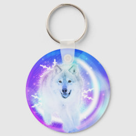 White Wolf art Design keyring Sleutelhanger