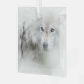 White Wolf Beauful Kerstfeestdag Glas Ornament (Voorkant links)