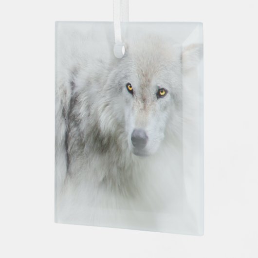 White Wolf Beauful Kerstfeestdag Glas Ornament (Voorkant links)