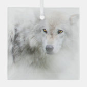 White Wolf Beauful Kerstfeestdag Glas Ornament (Voorkant)