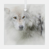 White Wolf Beauful Kerstfeestdag Glas Ornament (Achterkant)