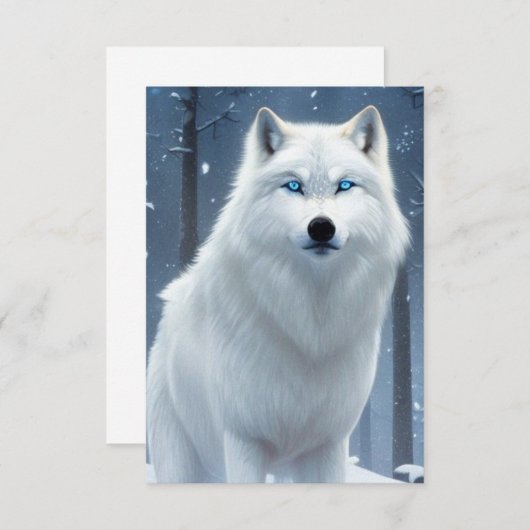 White Wolf Blue Eyes Bedankkaart (Voorkant / Achterkant)