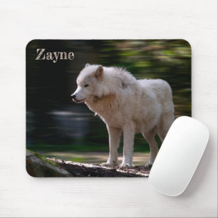 White Wolf Custom Name Wildlife Lover Muismat