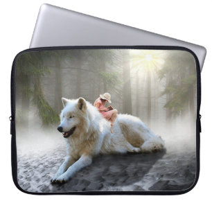 White Wolf en Child Laptop Sleeve