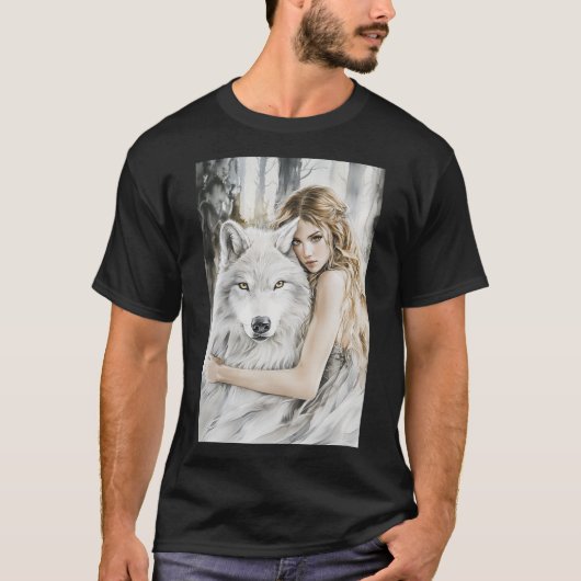 White Wolf en Girl T-shirt (Voorkant)