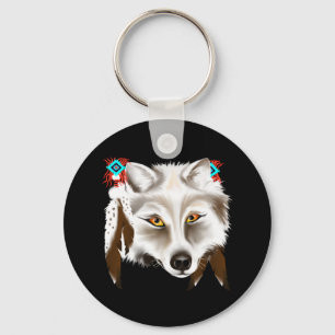 White Wolf Face Sleutelhanger