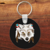 White Wolf Face Sleutelhanger (Voorkant)