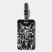 White Wolf Head op Black Bagagelabel (Voorkant verticaal)