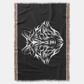White Wolf Head op Black Deken (Voorkant Verticaal)