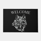White Wolf Head op Black Deurmat (Voorkant)