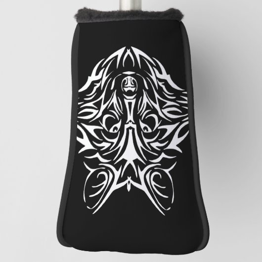 White Wolf Head op Black Golfheadcover (Draai 90)