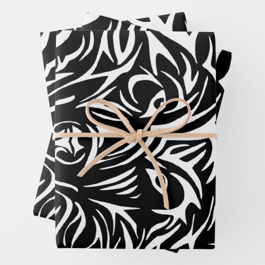 White Wolf Head op Black Inpakpapier Vel (In situ)