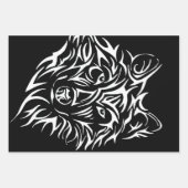White Wolf Head op Black Inpakpapier Vel (Voorkant)