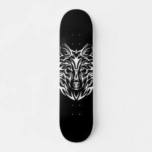 White Wolf Head op Black Persoonlijk Skateboard