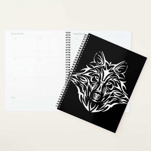 White Wolf Head op Black Planner (Display)