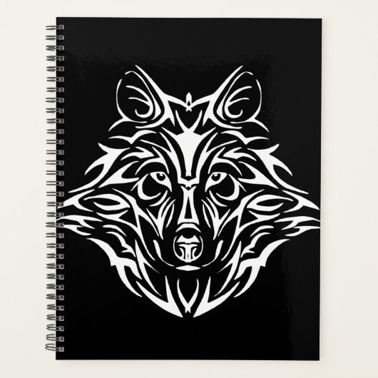 White Wolf Head op Black Planner (Voorkant)