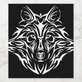 White Wolf Head op Black Wijn Etiket (Enkel label)