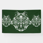 White Wolf Head op Green Spandoek (Horizontaal)