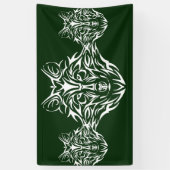 White Wolf Head op Green Spandoek (Verticaal)