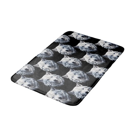 White Wolf Head Pattern Design Badmat (Gekanteld)