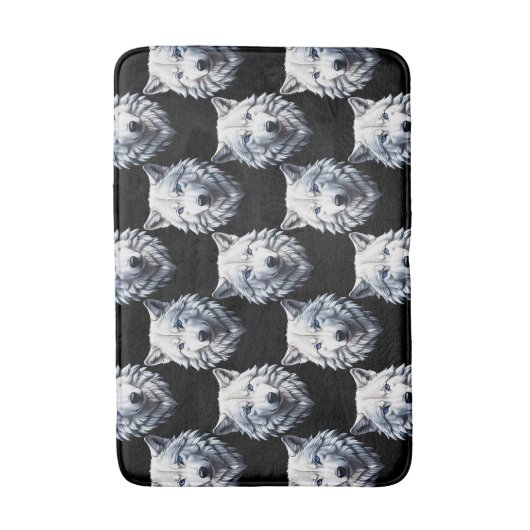 White Wolf Head Pattern Design Badmat (Voorkant Verticaal)