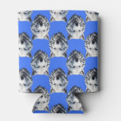 White Wolf Head Pattern Design Blauw Blikjeskoeler (Achterkant)