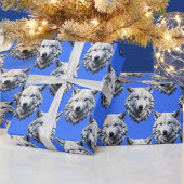 White Wolf Head Pattern Design Blauw Cadeaupapier