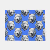 White Wolf Head Pattern Design Blauw Deurmat (Voorkant)