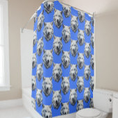 White Wolf Head Pattern Design Blauw Douchegordijn