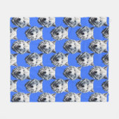 White Wolf Head Pattern Design Blauw Fleece Deken (Voorkant (Horizontaal))