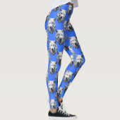 White Wolf Head Pattern Design Blauw Leggings