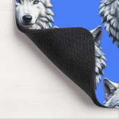 White Wolf Head Pattern Design Blauw Muismat (Hoek)