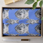 White Wolf Head Pattern Design Blauw Tissuepapier
