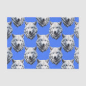 White Wolf Head Pattern Design Blauw Tissuepapier (Voorkant)