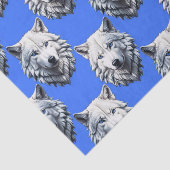 White Wolf Head Pattern Design Blauw Tissuepapier (Detail)