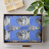 White Wolf Head Pattern Design Blauw Tissuepapier (Geschenk)