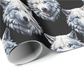 White Wolf Head Pattern Design Cadeaupapier (Rol Hoek)