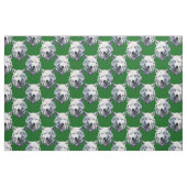 White Wolf Head Pattern Design Green  Stof (Fat Quarter)