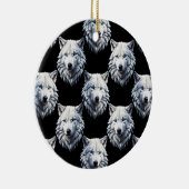 White Wolf Head Pattern Design Keramisch Ornament (Rechts)