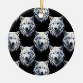 White Wolf Head Pattern Design Keramisch Ornament (Voorkant)