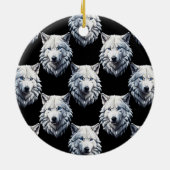 White Wolf Head Pattern Design Keramisch Ornament (Achterkant)