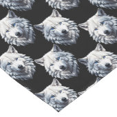 White Wolf Head Pattern Design Korte Tafelloper (Hoek)