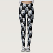 White Wolf Head Pattern Design Leggings (Voorkant)