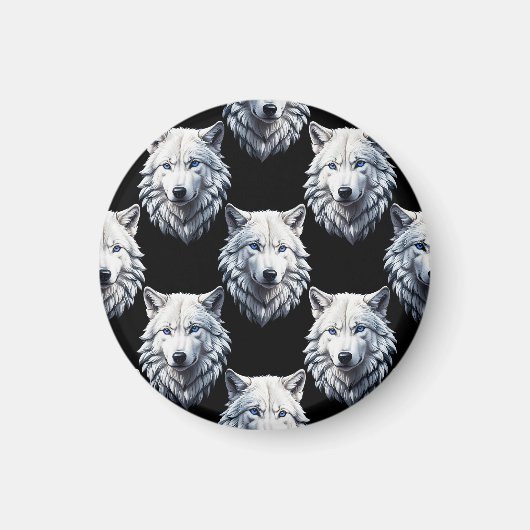 White Wolf Head Pattern Design Magneet (Voorkant)