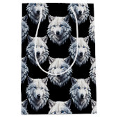White Wolf Head Pattern Design Medium Cadeauzakje (Voorkant)