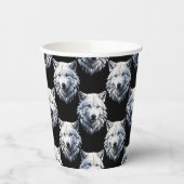 White Wolf Head Pattern Design Papieren Bekers (Links)