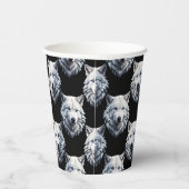 White Wolf Head Pattern Design Papieren Bekers (Rechts)
